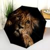 Lion Pattern, Automatic Folding Umbrella, Portable and Foldable Design, 8 Ribs, a Christmas or Birthday Gift.