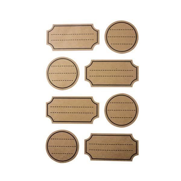 Stickers - Kraft - 32 stickers - Rond et rectangulaire - 2,7 cm - Autocollants marron