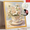 Tea Cup Pearl Painting Handmade DIY 5D Creative Ornaments Living Room Home Decoration Painting