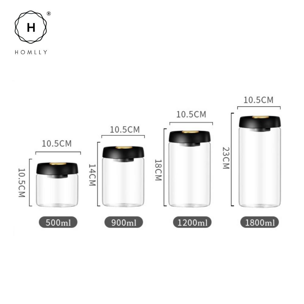 HOMLLY Luft Food Storage Glass Canister Container with Airtight Lid (X3PCS)