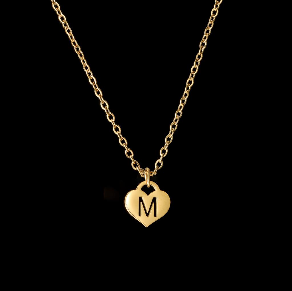 Atoztide Personalized Custom Heart Necklace for Women Stainless Steel Hollow Letter Nameplate Choker Wave Chain Jewelry Gifts