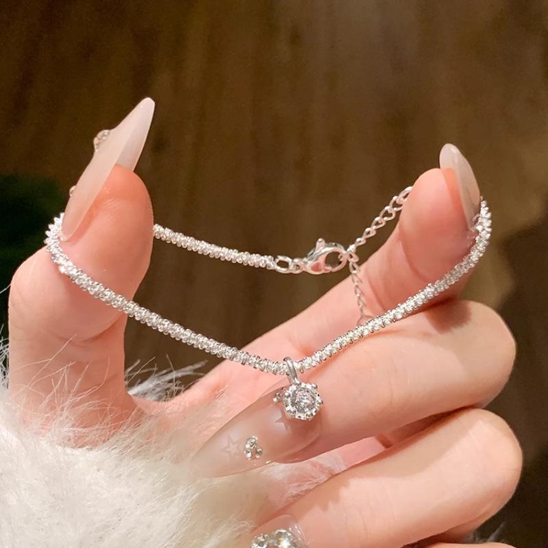 S925 Sterling Silver Stars Zircon Bracelet for Women - Exquisite, Simple, Versatile, High-End Hand Jewelry