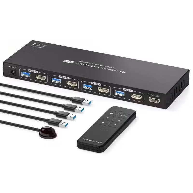 Jiyin 4x1 HDMI 2.0 USB 3.0 KVM Switch with Hub