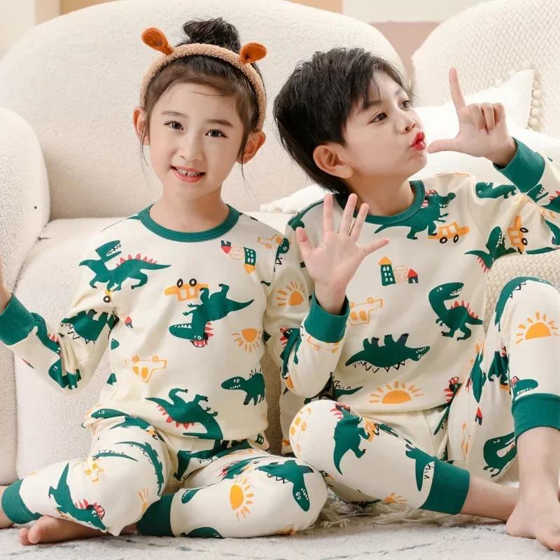 Teens Pajamas Long Sleeve 100% Cotton Pyjamas Big Kids Clothes Sets Children Boys Sleepwear Pajamas for Girls 6 8 10 12 14 Years