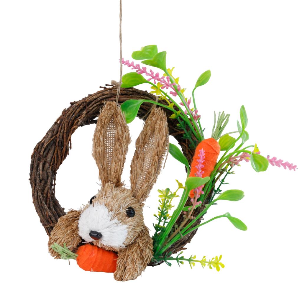 Easter Straw Bunny Desktop Decoration For Festive Atmosphere.