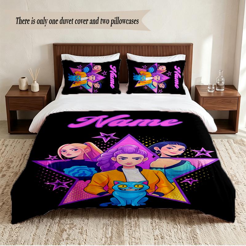 HUNTRIX Personalisierte Individuelle Name 3-teiliges Bettwäsche-Set Weiches Bettbezug-Set Für Schlafzimmer Heimdekoration