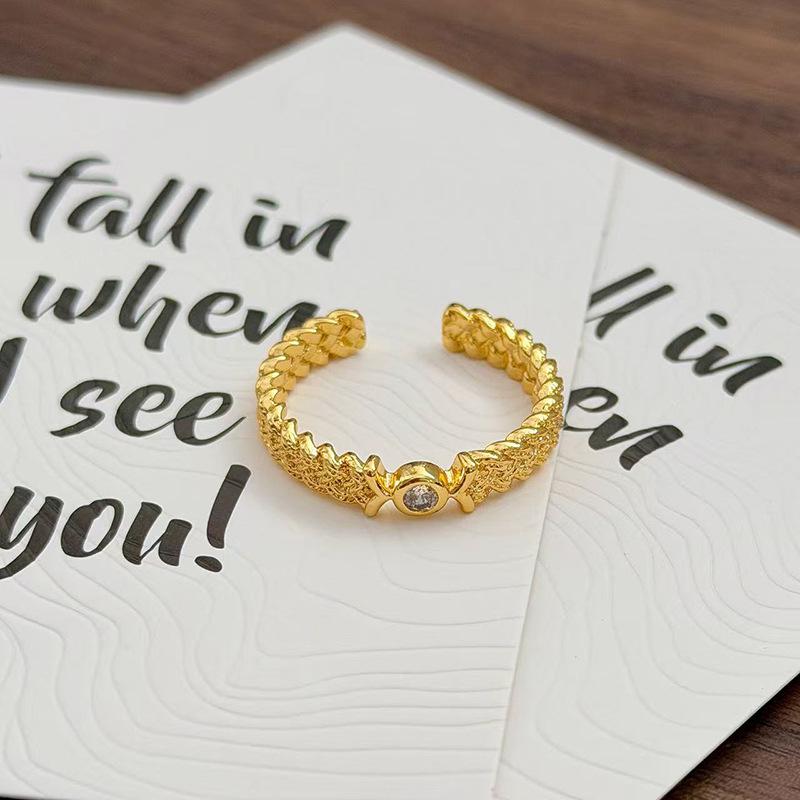 Medieval Vintage Simple Plain Ring Narrow Version French Retro Brushed Ring Irregular Geometric Personality Ring Woman