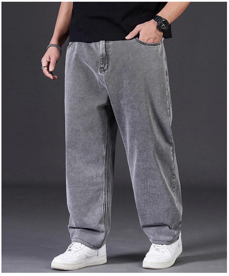 Jeans de Otoño para Hombre Talla Grande - Corte Holgado, Pierna Ancha, Cintura Elástica
