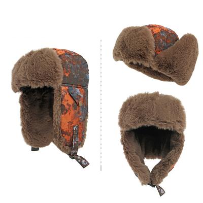 Men's Winter Retro Camouflage Bomber Hat Outdoor Riding Hat Windproof Cold-Proof Ear Warm Bearer Hat for Women