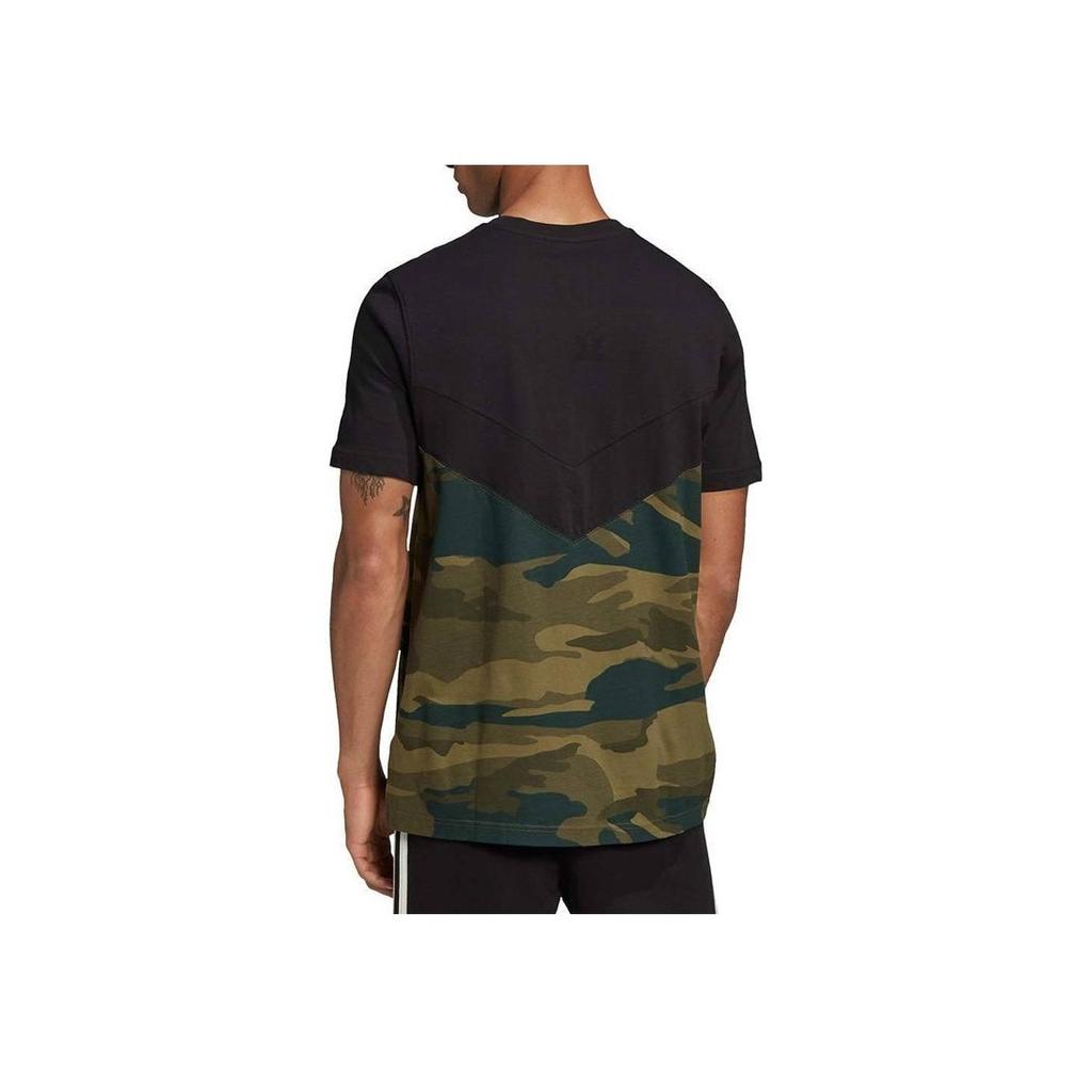 Adidas Originals Camo Block Kortermet Sports Rundhals T-skjorte Herre Topper Svart Flerfarget FM3356