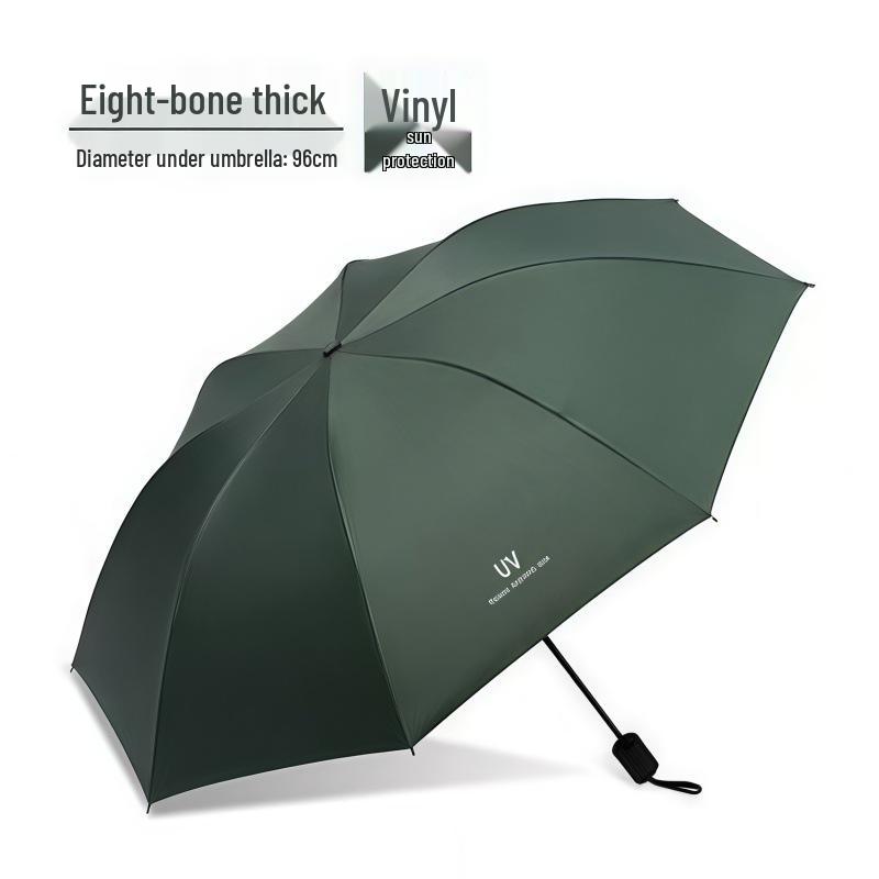 Fully Automatic Dual-Use Folding Umbrella with Logo - Sun & UV Protection, Black Glue Sunshade for Sunny/Rainy Days.