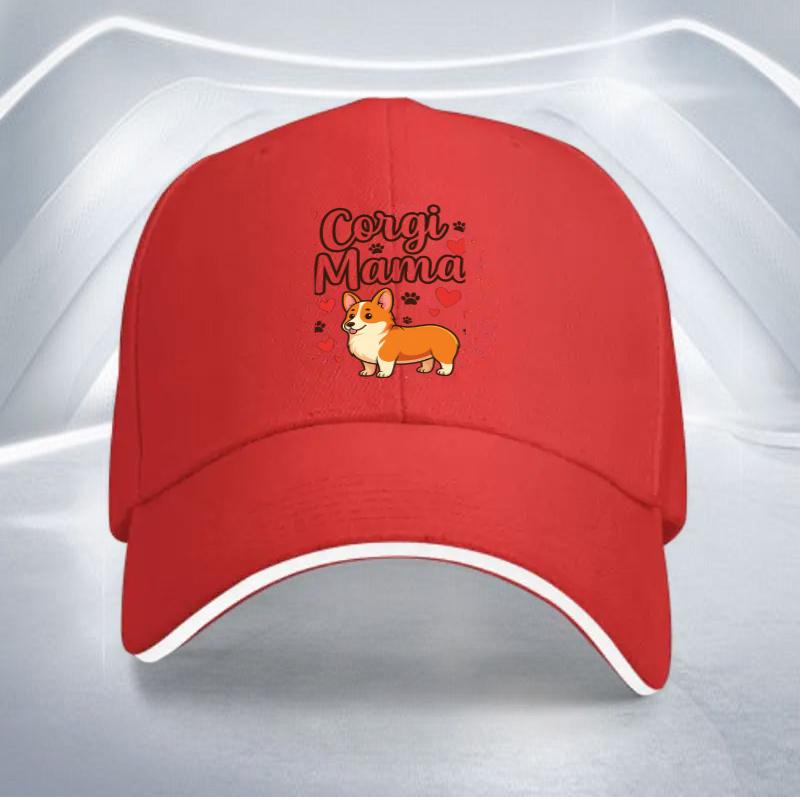 Corgi Mama Dog Print Baseball Cap Polyester Casual Adjustable Unisex Sports Cap All Seasons Print One Size
