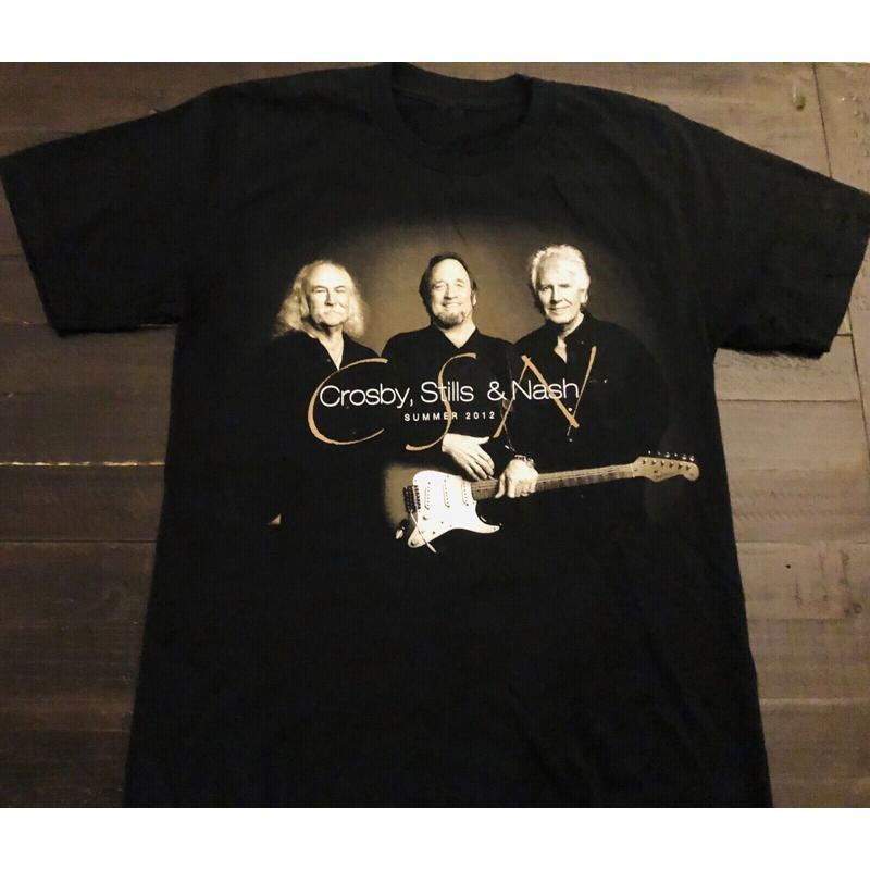 Csny Crosby Stills Nash And Young Tour Estate 2012 Maglietta Nera Tutte le Taglie Ag552