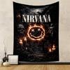 Nirvana Grunge Skull & Flame Face Gothic Patterned Tapestry for Bedroom and Living Room Home Decor