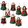 Corded Christmas Angel Decorations, Illustrated Wooden Figures for Seasonal Displays, Gift Bags, Wreaths, and Mantels