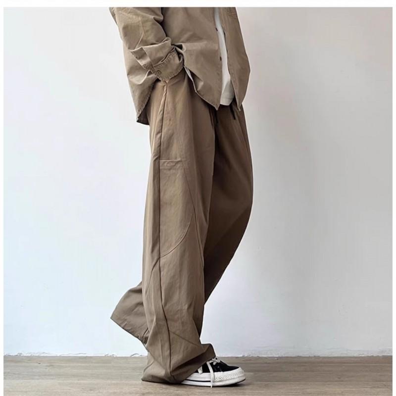 Unisex Relaxed Fit Cargo Pants With Pleated Detail Japanese Retro Style Lightweight Breathable Trousers Fall Outdoor