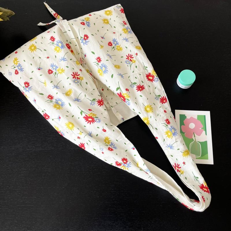 Ins Style Fresh Artistic Flower Bag Thin Cotton Cloth Three-color Small Floral Shoulder Canvas Vest
