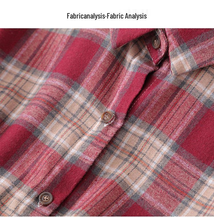Women's Brushed Plaid Shirt, 2026 Spring Retro Hong Kong Style, Versatile Long Sleeve Plus Size, 200 Jin.