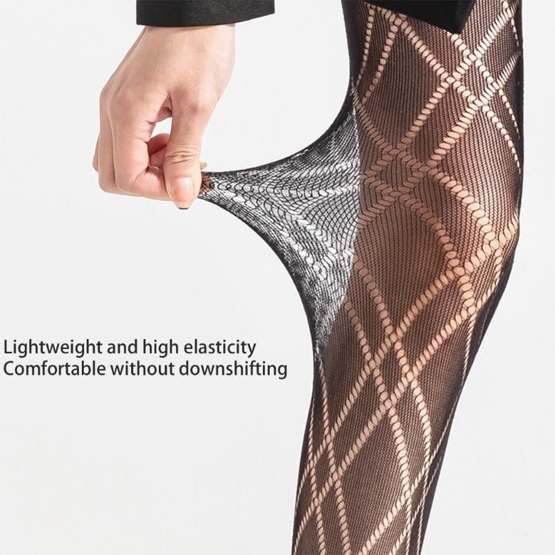 Gemusterte Strumpfhosen Netzstrumpfhosen mit Rautenmuster Leggings mit kleinem Lochmuster Netz-Pantyhose Party Clubwear