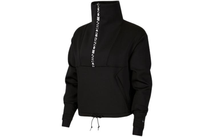 Nike Sweatshirts Women s Black Stand Collar Moderate Regular DC1081-010 XS