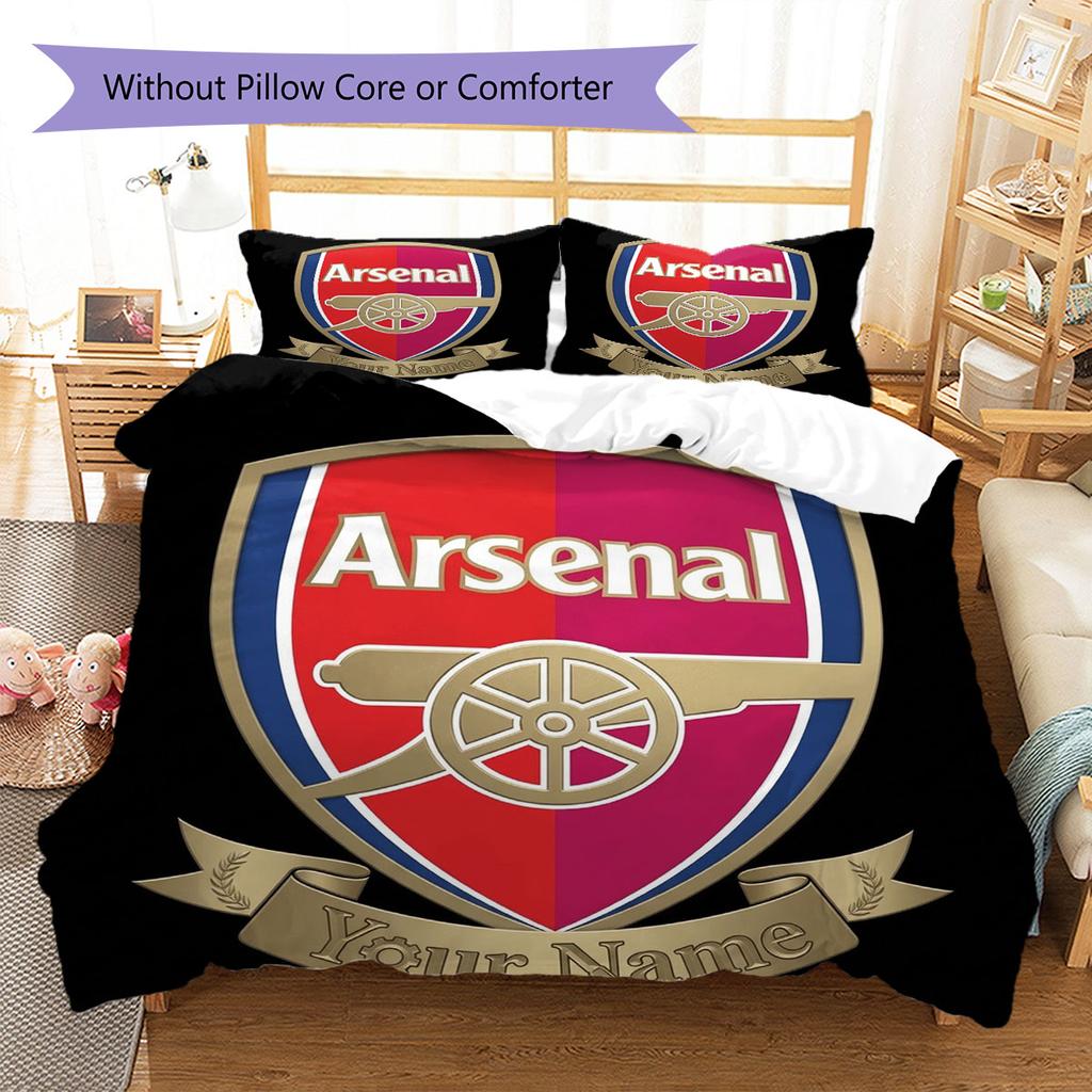 Arsenal F Custom Name Pattern Bedding,Quilt Set Quilt Cover Pillowcase Home Birthday Gift(1 * Duvet Cover + 2 * Pillowcase, Without Core)