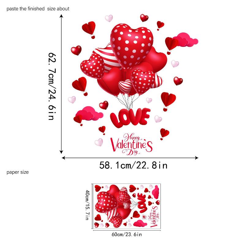 Romantic Love Valentine'S Day Sweetheart Balloon Stickers Window Stickers Convenience Store Glass Decor Electrostatic Stickers