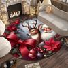 Festive Santa Reindeer Mat, Soft Flannel Floor Covering, Durable Anti-Skid Rug for Lounge, Bedroom, Seasonal Home Decor