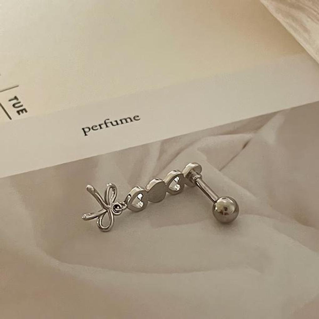 Women's Point Heart Ribbon Drop Long Piercing