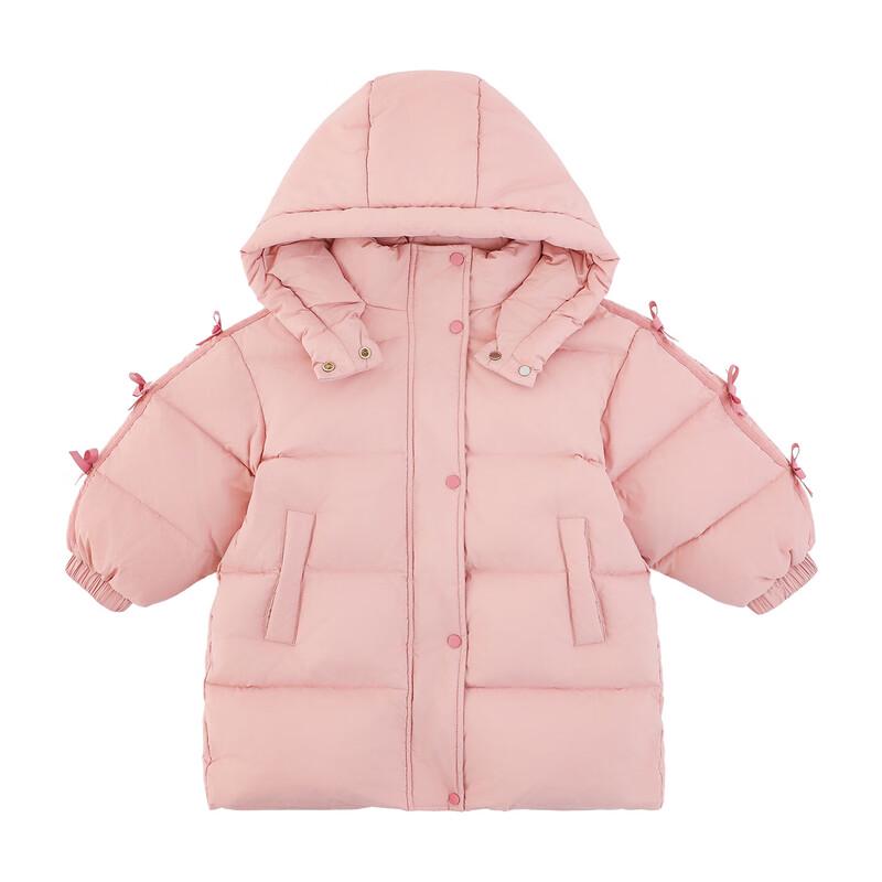 YouYou Girls' 2025 Winter Thick Hooded Mid-Length Cotton Coat