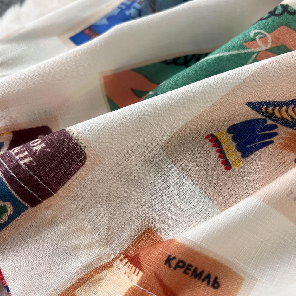 RUGOD Europe and the United States Design Sense Print Dress Women's Lace-up Waist Slimming Western-style Long-sleeved A-line Dress