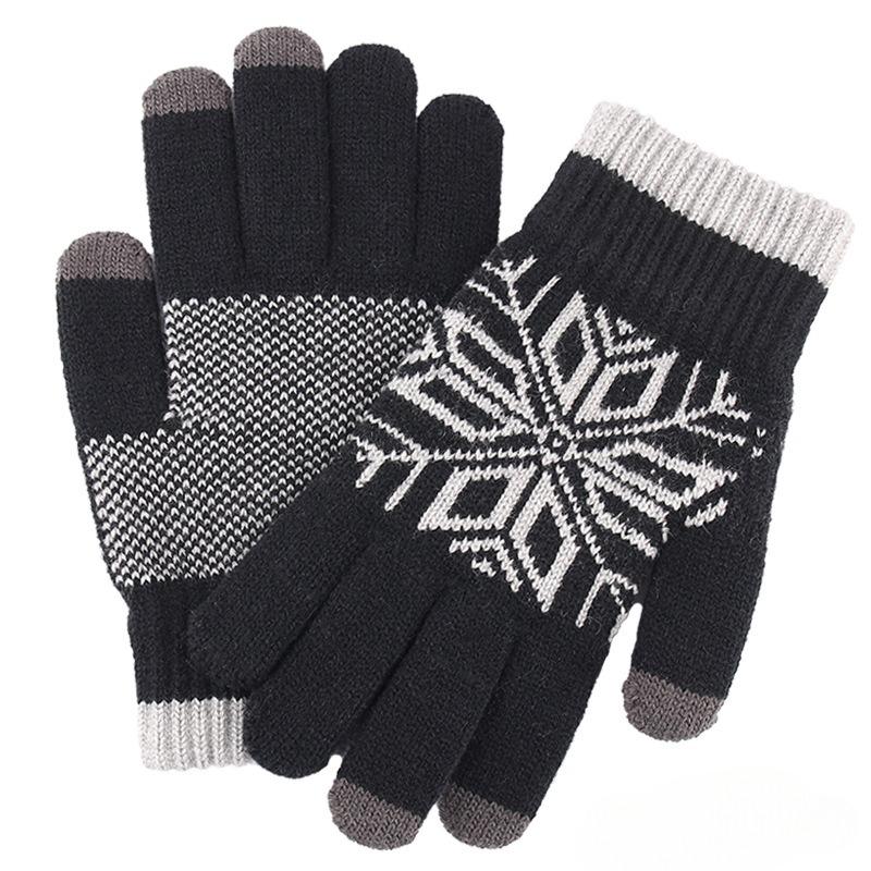 Winter Motorcycle Gloves Double-layer Touch Screen Thick Fleece Knitting Glove for Men Outdoor Work Cold Resistant Work Gloves