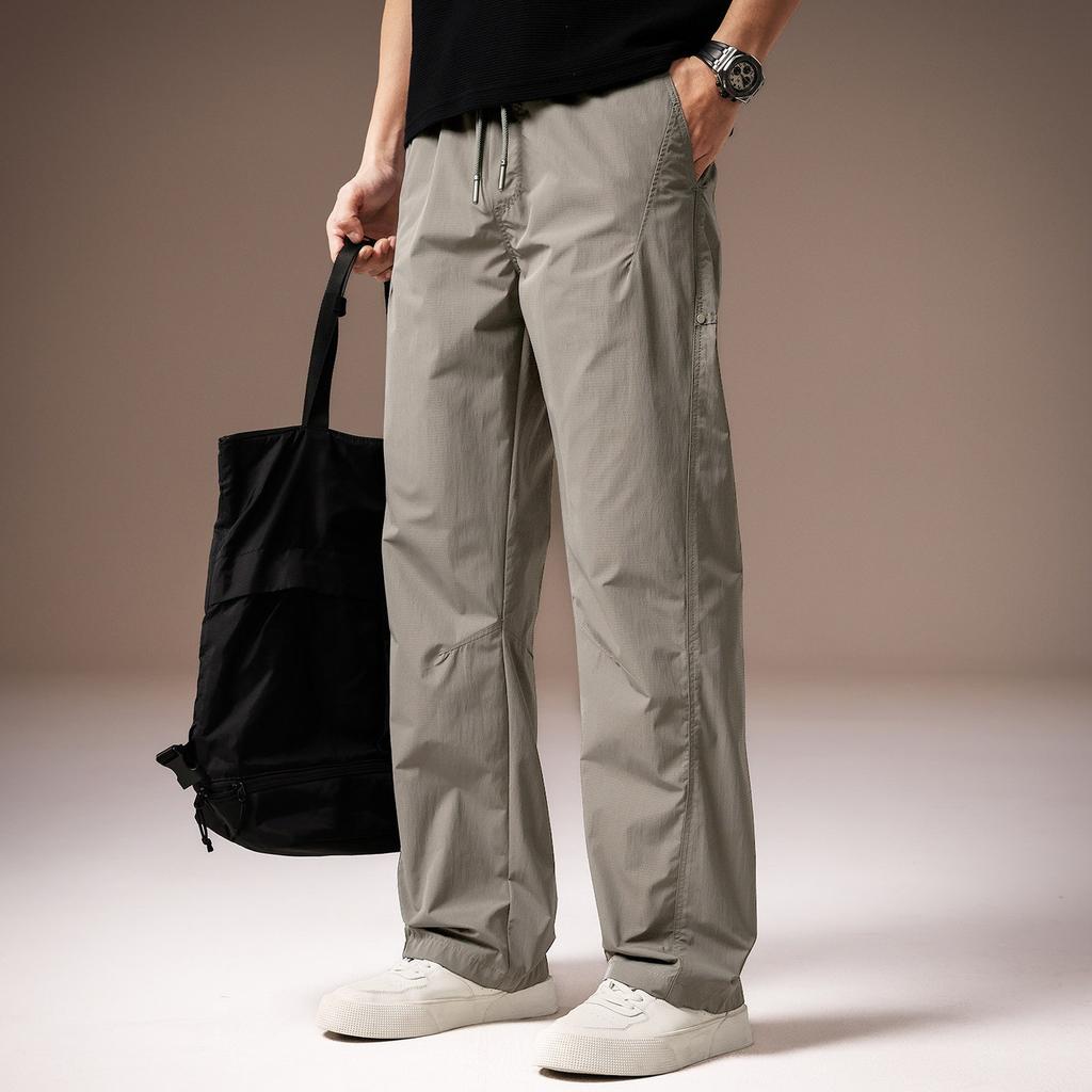 High-end Japanese retro men's casual pants spring new solid color simple loose straight wide-leg outdoor trousers men
