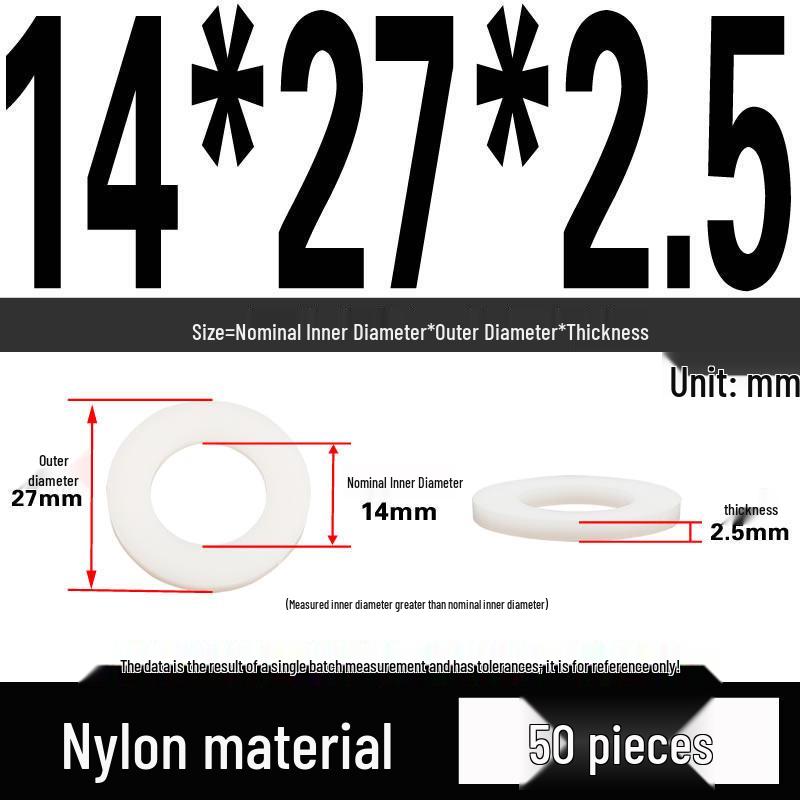 White Wear-Resistant Nylon Flat Washer Round Plastic Insulating Gasket M4-M20