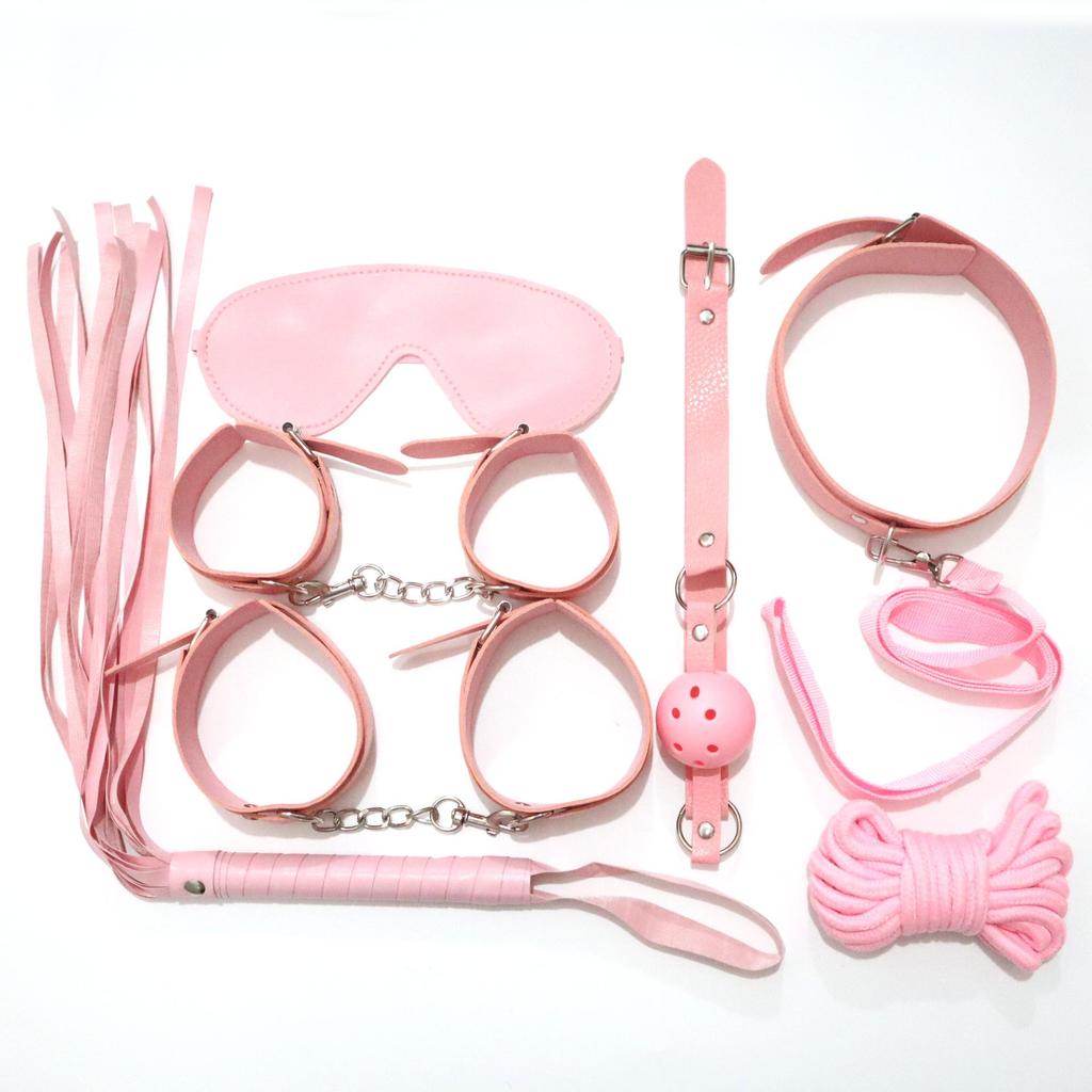 10-Piece Leather Bondage Set: Handcuffs, Collar & More for Couples