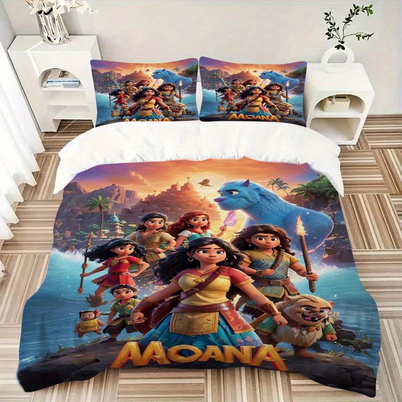 3pcs Moana Adventure Printed Quilt Set, Includes 1 Quilt Cover and 2 Pillowcases, Machine Washable, Suitable for All Seasons.Q068