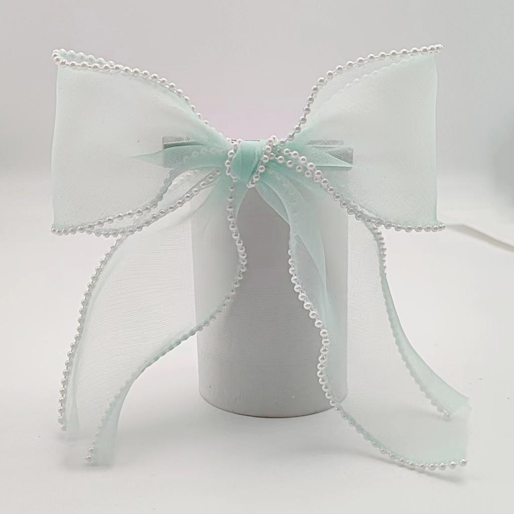 Lystrfac  New Black White Yarn Bow Hair Clip for Women Girls Spring Clip Back Head Hairpin Fashion Hair Accessories