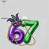 Glittering Purple, Green Masks Pattern - Transparent Pendants, Drops & Finials with Number 67 Shaped, No Electricity Needed, Nurseries, Vintage Home D