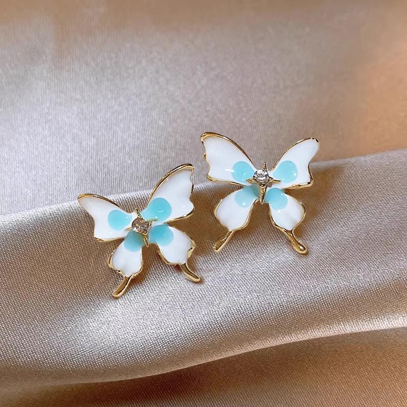 Crystal-embellished Butterfly Drop Earrings - Elegant, Stylish & Luxurious