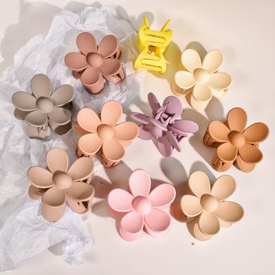 10PCS/SET Women's Matte Maillard Color Floral Hair Claw Thick Hair Long Hair Thin Hair Suitable for Casual Holiday Style Women's