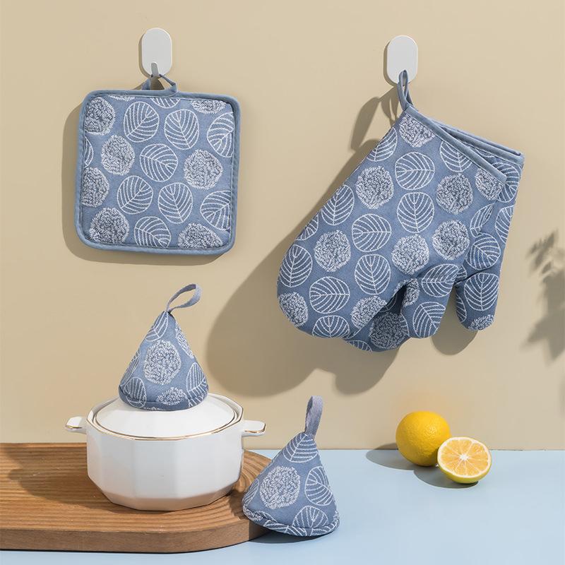

5 шт./набор Толстые термостойкие перчатки Перчатки для микроволновой печи Защищающие от ожогов Кухонные перчатки для выпечки Перчатки для духовки синий