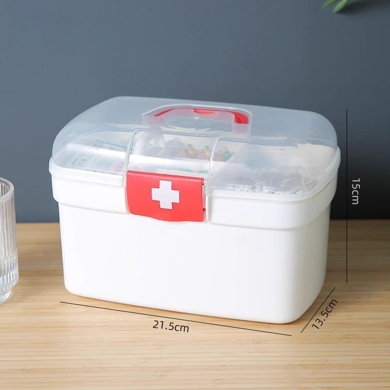 Portable Storage Box, a Household Safe Plastic Organizer, Featuring a Double-Layered Compartment /Quick Retrieval/Household Safe