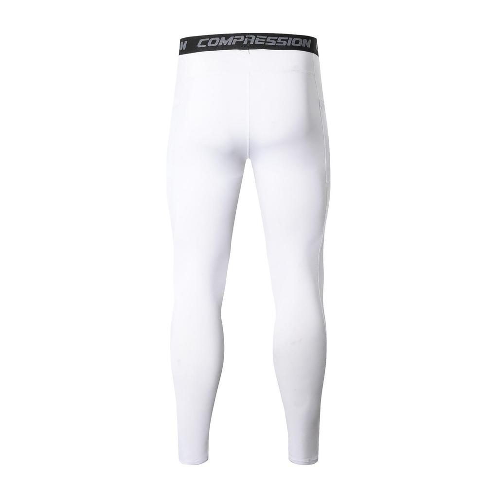 Leggings de Fitness pentru Bărbați cu Elasticitate Ridicată - Buzunar Aplicat, Compresie, Respirabil, Uscare Rapidă, Ideal pentru Alergare și Baschet Toamnă/Iarnă.