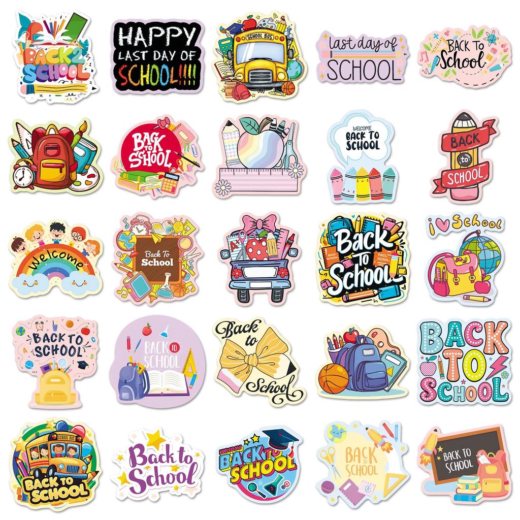 50 Cartoon Graffiti Stickers - Cute Back-to-School Decoration for Suitcase, Diary & Water Bottle
