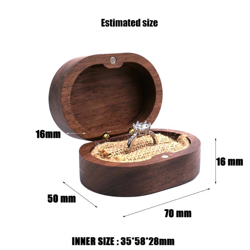 1Pc Walnut Wood Jewelry Box Engagement Wedding Ceremony Ring Storage Proposal Portable Ring Holder Rustic Wedding Ring Box