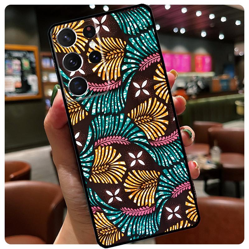 African Style Fabric Print Silicone Case For Samsung Galaxy S23 S22 Ultra S21 S20 FE S8 S9 S10 Plus Note 20 Ultra Cover