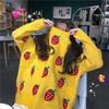 WTEMPO Women's Long Sleeve Fall Strawberries Sweater Cute Girl Knitwear Loose Crewneck Knitted Jumper Pullover Knitting Tops