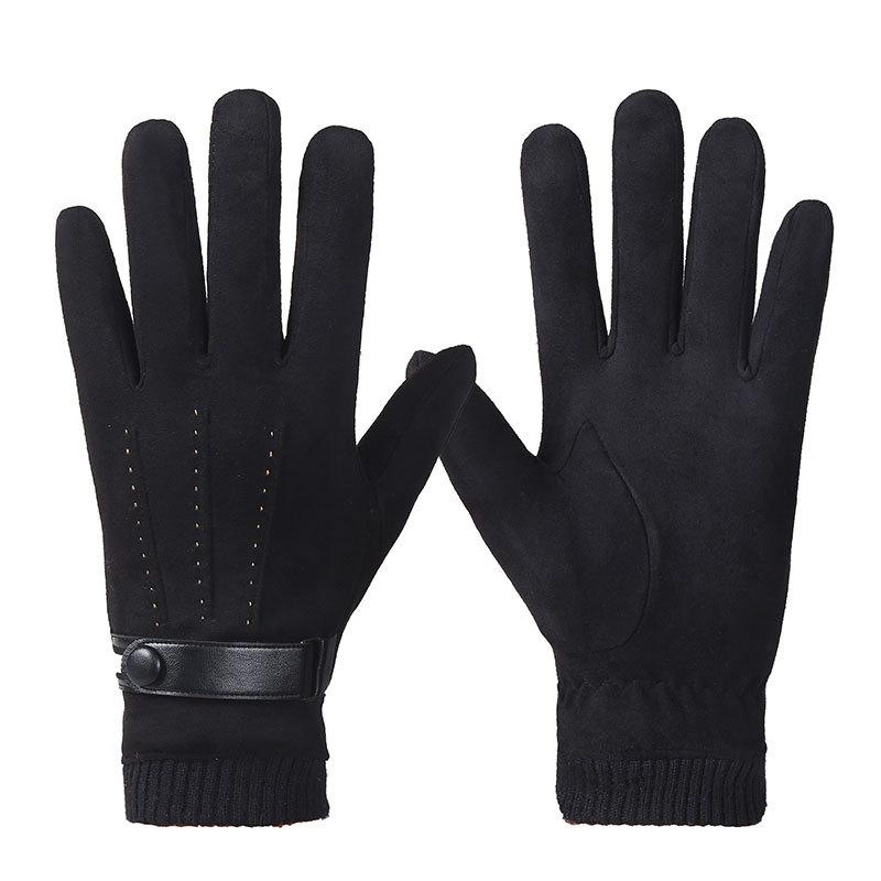 Herren Winter Wildlederimitat Warm Split Militär Fingerhandschuhe Outdoor Verdickt Fahren Schnalle Ski Männlich Touchscreen Fäustlinge
