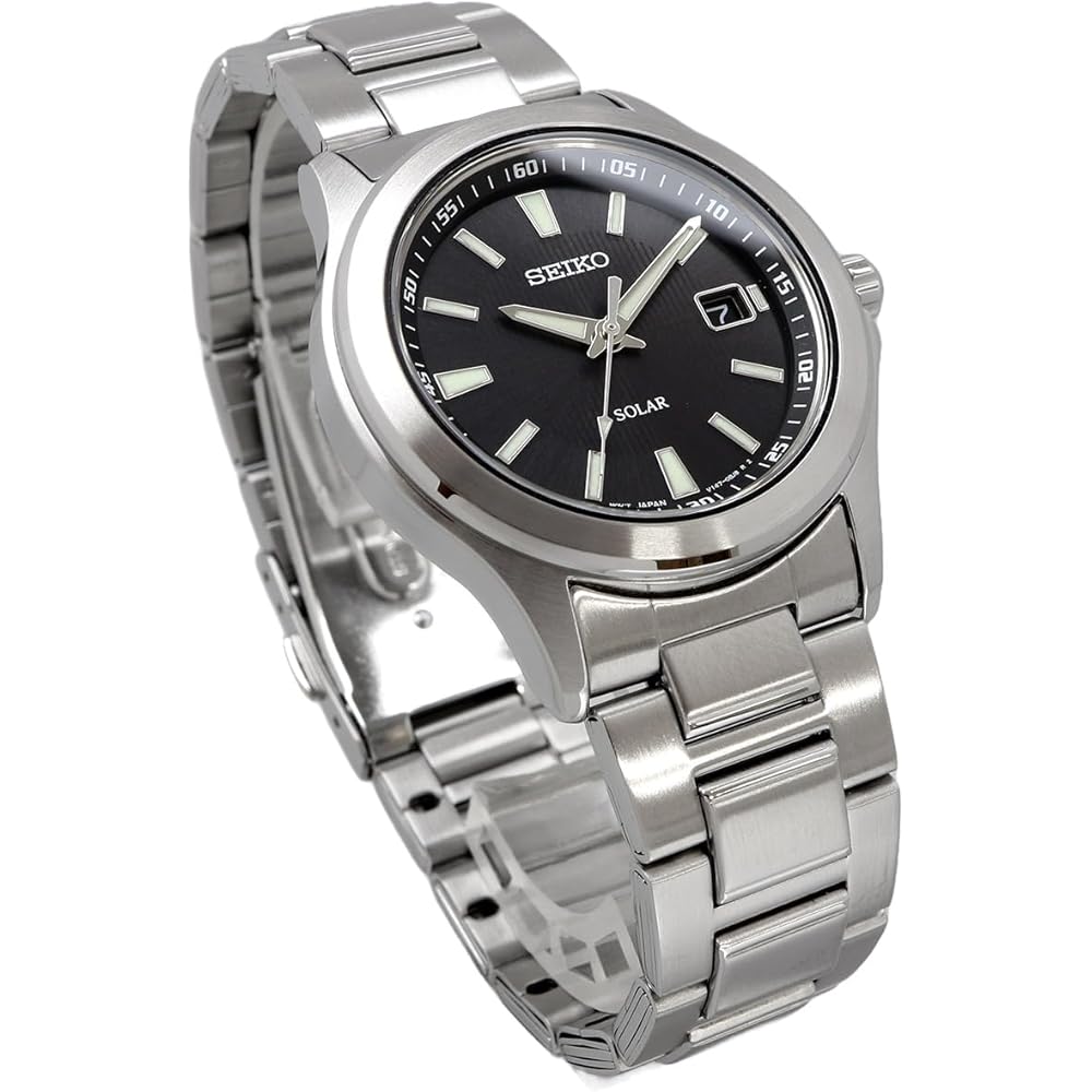 Seiko Solar Quartz Watch SBPN067 Silver Black Men's 40mm