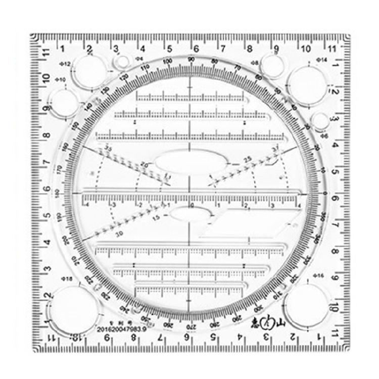 Math Measuring Ruler Drawing Tool Draft Ruler Geometric Ruler Rotatable Ruler for Student