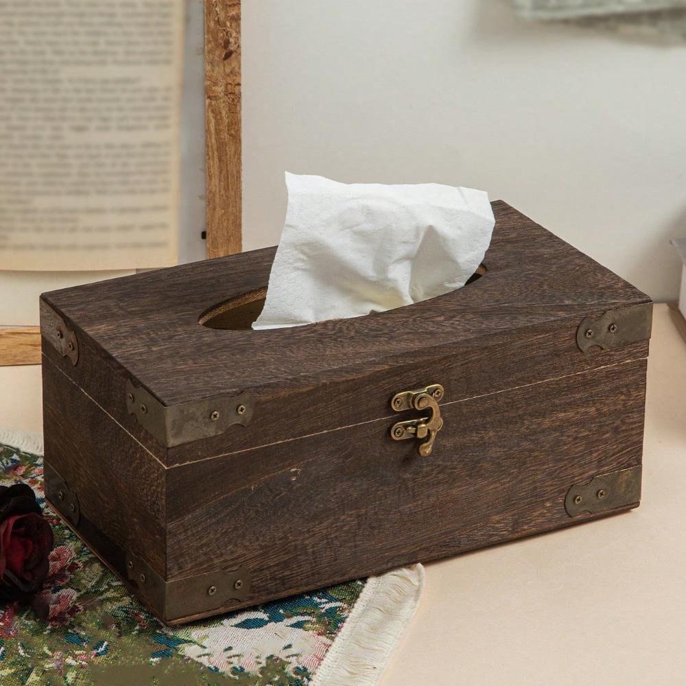 

1шт деревенский коричневый держатель для салфеток из цельного дерева